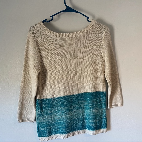 Color Block Blue and Beige Sweater - Picture 3 of 4